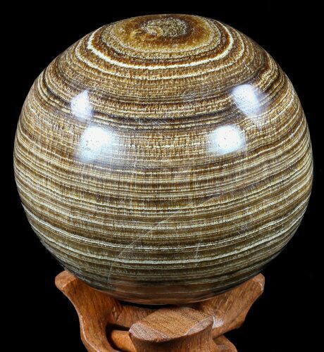 Polished, Banded Aragonite Sphere - Morocco #56993